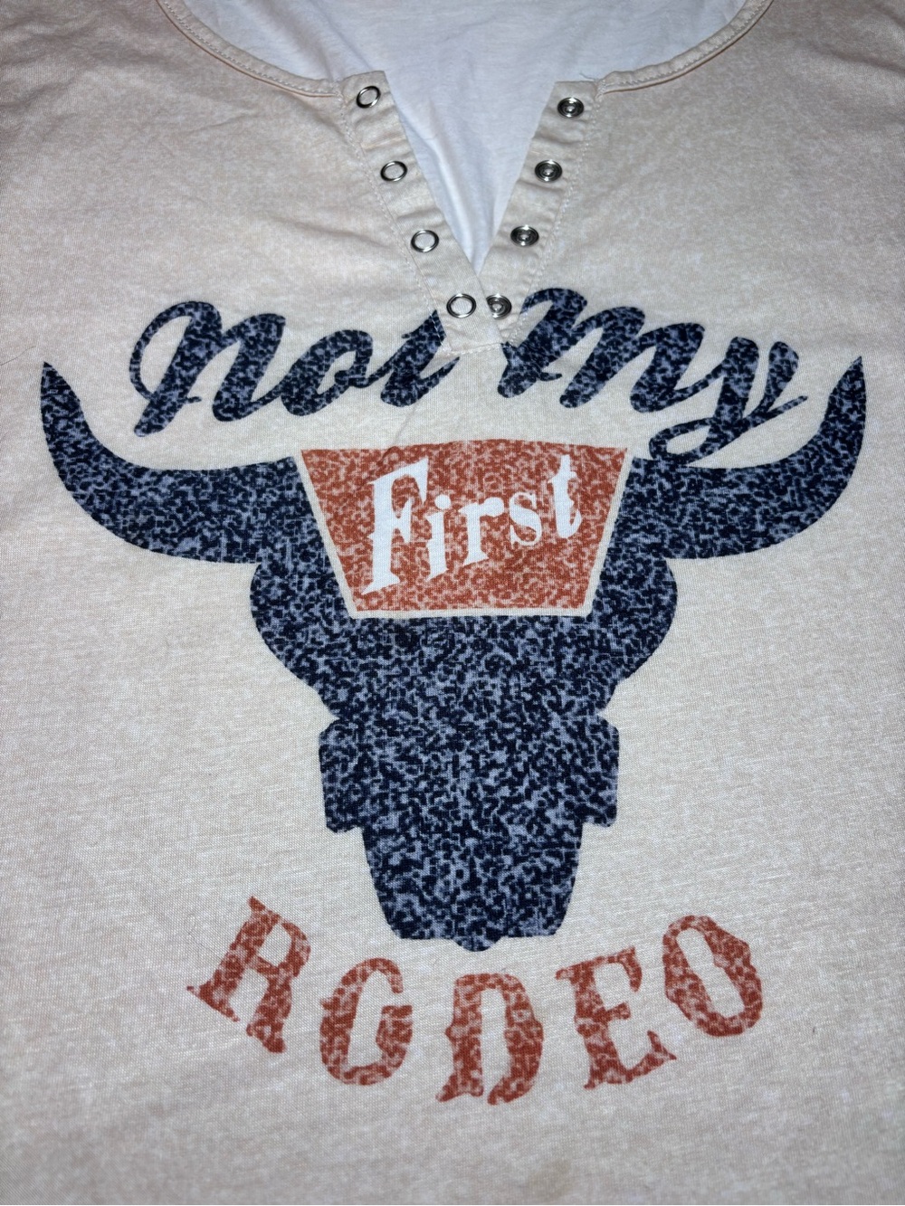 Women’s Cream Graphic Henley Shirt - 'Not My First Rodeo'